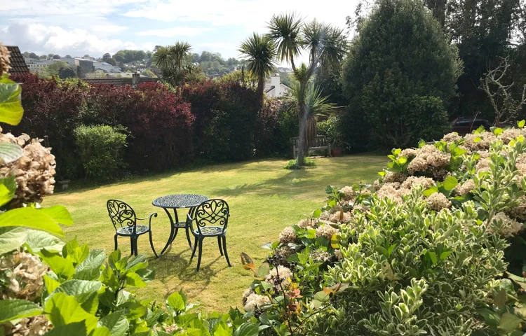 The garden bursting with colour beautiful flowers at Abbeyfield House